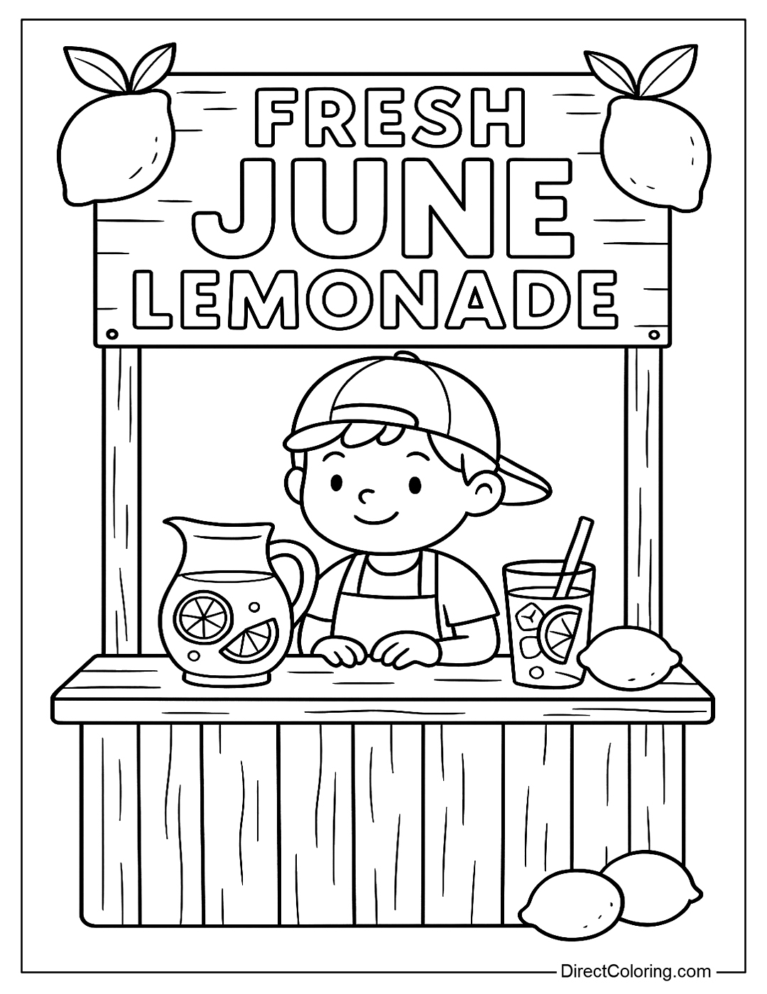a lemonade stand coloring page with a 